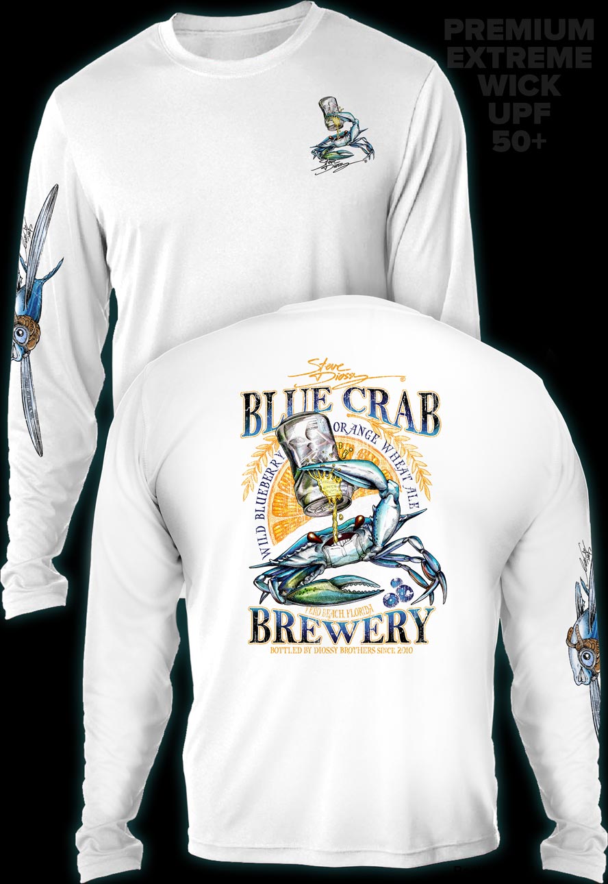 "Blue Crab Brewery" Men's Extreme Wick Long Sleeve Performance Shirt ᴜᴘꜰ-ᴛᴇᴇ